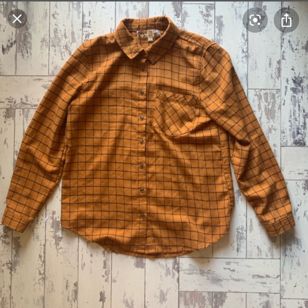 Orange Plaid Shirt, Long Sleeve